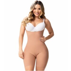 TUMMY CONTROL BUTTOCK LIFT SHAPEWEAR BODYSUIT OPEN BUST & MID-THIGH